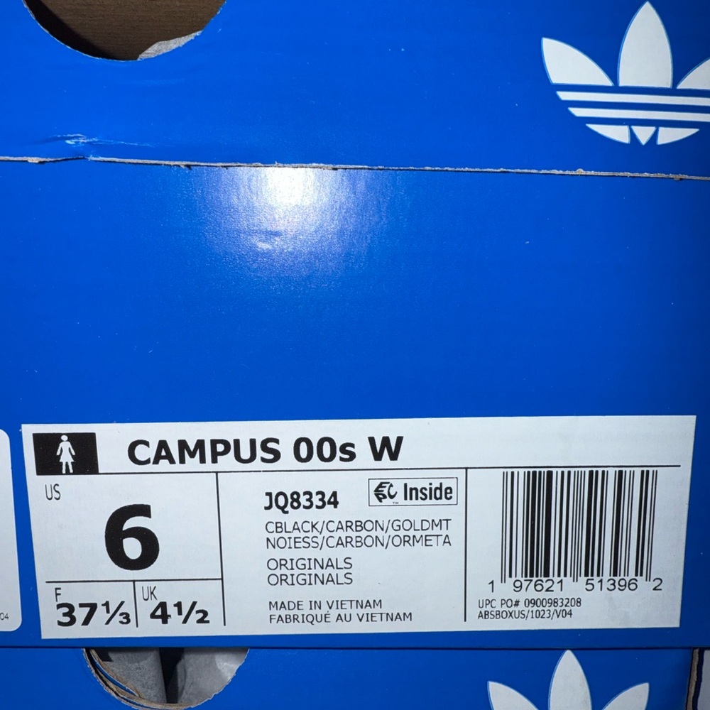 Adidas Campus Black Suede Sneaker with Gold Accents - Picture 5 of 5